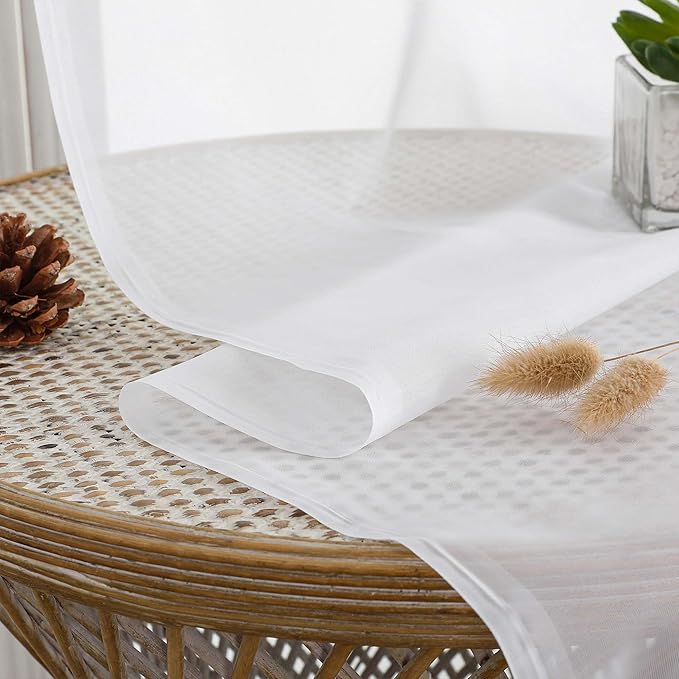 Chyhomenyc White Sheer Curtains 72 Inches Long 2 Panels for Living Room, Light Filtering Front Door Curtains, Soft Gentle Voile Rod Pocket Bedroom Window Drapes, 59Wx72L Inch, 2PCS