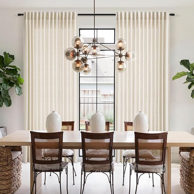 Nanspring Warm Beige Linen Curtains 108 Inches Long for Living Room Bedroom 2 Panels Set Extra Long Back Tab Curtain Light Filtering Sheer Drapes Floor to Ceiling Curtain for Large Windows 52x108
