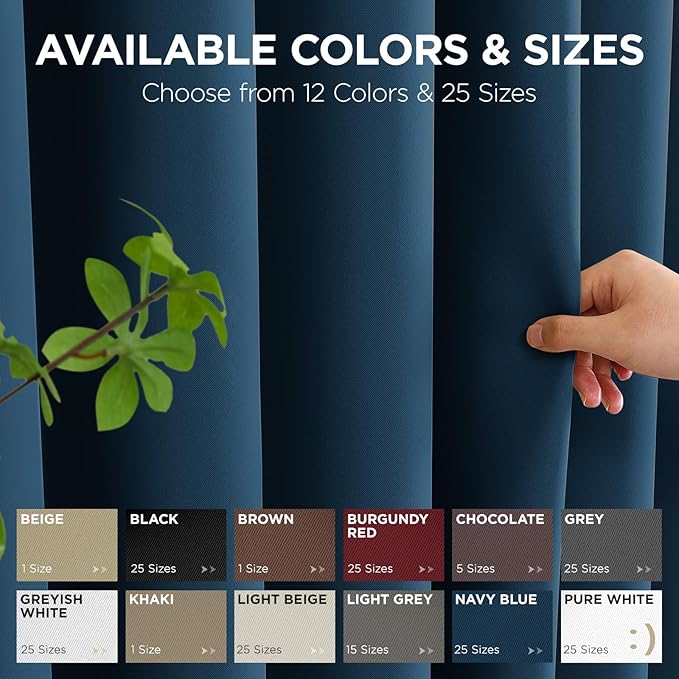 Joydeco Blackout Patio Sliding Door Curtains 90 Inches Long, Grommet Privacy Room Divider Curtains, Extra Wide Thermal Blackout Drapes for Bedroom Living Room (Navy Blue, 100Wx90L, 1 Panel)