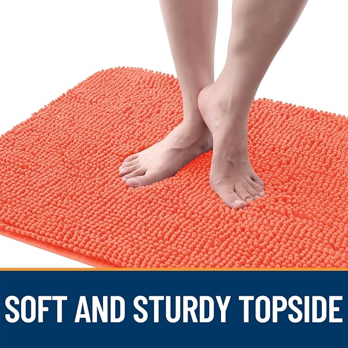 OLANLY Dog Door Mat for Muddy Paws 59x20, Absorbs Moisture and Dirt, Absorbent Non-Slip Washable Doormat, Quick Dry Chenille Mud Mat for Dogs, Entry Indoor Entryway Carpet for Inside Floor, Coral