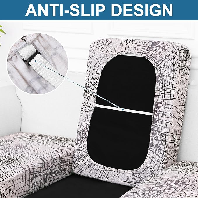 Smiry Printed Couch Cushion Covers, Stretch Soft Couch Covers for Sofa, Washable Non-Slip Sofa Slipcover Furniture Protector for Indoor and Outdoor (3 Pack, Brown and White)