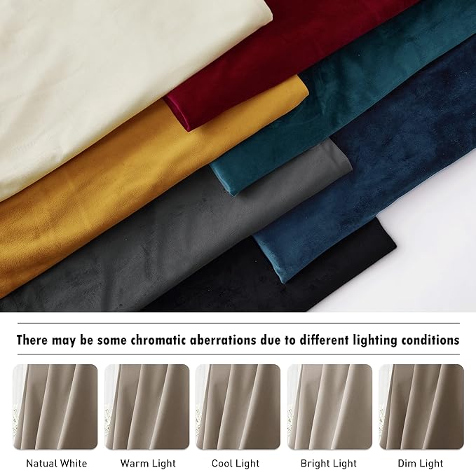 RYB HOME Camel Beige Velvet Curtains with Hook Tape, Thermal Insulated Privacy Protect Decorative Drapes for Home Theater, W 42 x L 84 inches, 2 Panels Set