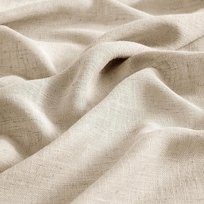 MIULEE Light Taupe Linen Curtains 84 Inch Length 2 Panels for Bedroom Living Room, Soft Linen Textured Window Drapes Semi Sheer Light Filtering Back Tab Rod Pocket Farmhouse Modern Burlap Look Decor