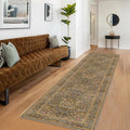 3x10 Long Runner Rugs for Hallway Non Slip, Geometric Floral Design Washable 10ft Oriental Rug for Entryway, Kitchen, Vintage Indoor Décor, Brown Low Pile Stain Resistant Carpet