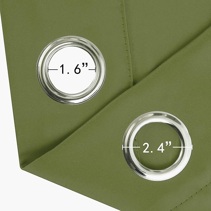 LEMOMO Olive Green Thermal Blackout Curtains/52 x 54 Inch/Set of 2 Panels Room Darkening Curtains for Bedroom