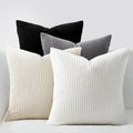 Topfinel Decorative Throw Pillow Covers Cushion Cases,Set of 4 Soft Velvet Modern Double-Sided Designs,Mix and Match for Boho Farmhouse Fall Home Decor(18x18 inch, White/Black)