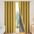 Joydeco Blackout Curtains for Bedroom - 100% Light Blocking 2 Panels Set Yellow Drapes 42" W x 84" L, Thermal Insulated Room Darkening Curtains, Linen Textured for Living Room, Rod Pocket & Back Tabs