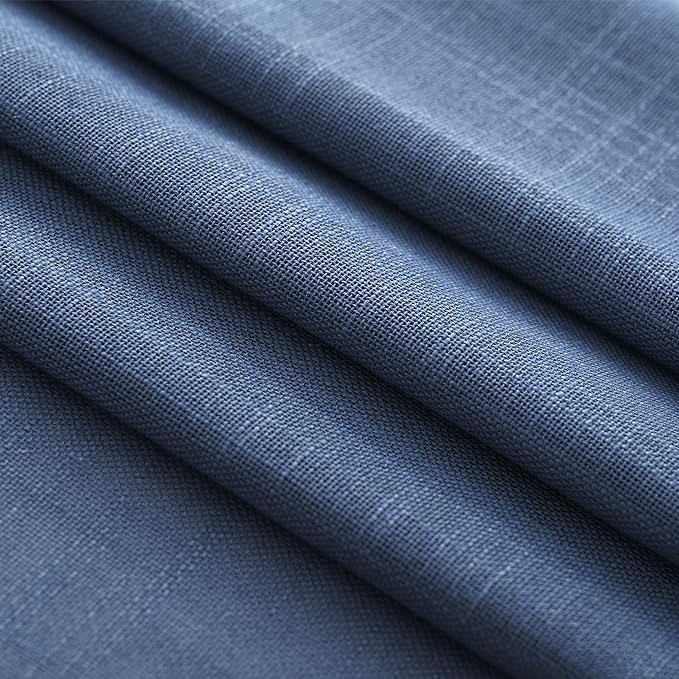 Navy Blue Curtains 108 inch Length for Bedroom Back Tab Light Filtering Semi Sheer Blue Living Room Curtains Linen Cotton Textured Indigo Blue Drapery Panel Modern Aesthetic Decor 60" Wx108" L