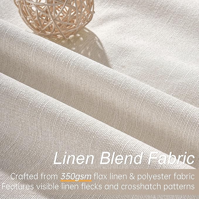 Topfinel Cream Linen Blackout Curtains 84 Inch Long for Bedroom Living Room, Ivory Pinch Pleat Back Tab Full Blackout Drapes Farmhouse Boho Curtains for Window, White Neutral Curtains 52" X 84" 7 FT