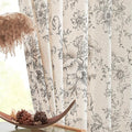 jinchan Linen Blend Curtain Floral Curtains for Living Room 54 Inch Length Black Printed Curtain Rod Pocket Back Tab Farmhouse Peony Flower Patterned Drapes Bedroom Window Curtains Set 2 Panels