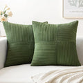 MIULEE Moss Green Decorative Throw Pillow Covers 20x20 Inch for Couch Bed Sofa Spring Decor Pack of 2 Boho Farmhouse Throw Pillows Soft Cross Corduroy Patchwork Textured Cushion Cases