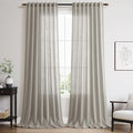 Silver Grey Linen Curtains 102 Inches for Living Room Bedroom Extra Long Back Tab Curtain Neutral Farmhouse Light Filtering Semi Sheer Ceiling to Floor for Large Window Office 2 Panels
