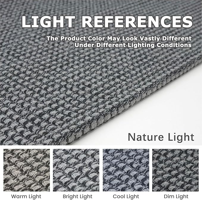 KOZYFLY Extra Long Runners for Hallways 3x18 ft Washable Kitchen Runner Non Slip Rubber Backed Hallway Rug Cotton Entryway Runner Rug Floor Carpet for Indoor Hall, Kitchen, Stair, Grey/Dark Grey