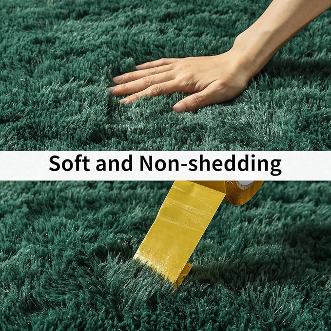 Soft Runner Rugs for Bedroom Hallways New Upgraded Non-Slip Bottom, 2x4 Green Fluffy Shag Throw Area Rug for Bedside Dorm, Long Shaggy Furry Carpet for Nursery Living Room
