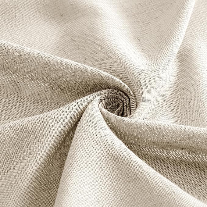 MIULEE Beige Linen Curtains 63 Inch Length 2 Panels for Bedroom Living Room, Soft Linen Textured Window Drapes Semi Sheer Light Filtering Back Tab Rod Pocket Farmhouse Modern Burlap Look Decor