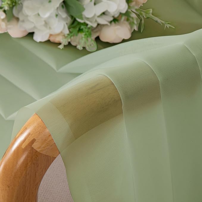 OVZME Light Green Sheer Curtains 84 Inches Long 2 Panels - Soft Light Filtering Window Sheer Panels for Living Room/Bedroom, Top Dual Rod Pocket, 1 Pair, Each 42Wx84L Inches