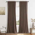 Guken 100% Blackout Curtains 102 Inch Length 2 Panels Set for Living Room Bedroom Back Tab Thermal Insulated Black Out Linen Drapes Room Darkening Mocha Mousse,52x102