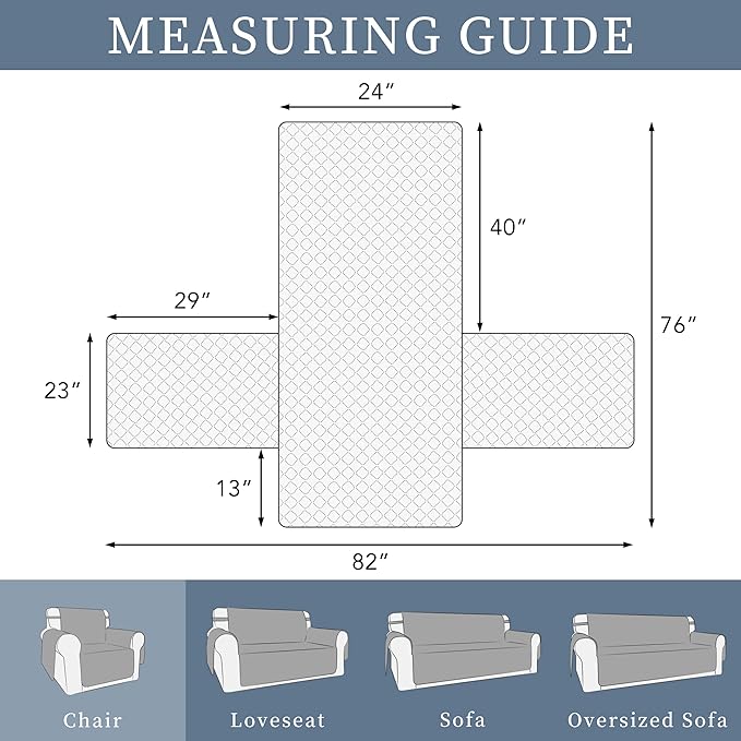 ISSUNTEX Double Protection 100% Waterproof Chair Sofa Cover for Living Room, Reversible Furniture Protector for Dogs, Pets, Kids (Chair, Dark Blue/Light Blue)