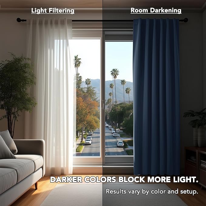 Deconovo Blackout Curtains, Thermal Insulated, W70 x L108 2 Panels, Back Tab, Machine Washable, Room-Darkening Drapes for Bedroom/Living Room Stone Blue