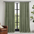 RYB HOME Sage Green Velvet Curtains 80 inches with Hook Belt, Soft Fabric Room Darkening Thermal Insulated Luxurious Home Decor Curtains for Living Room Bedroom, W 52" x L 80", 2 Panels Set