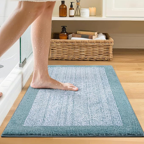 Bathroom Rugs 24x17 Non Slip Washable, Dusty Blue Bath Mat for Bathroom Floor Tub, Soft Absorbent Quick Dry Mats for Shower, Bathtub,Home Decor