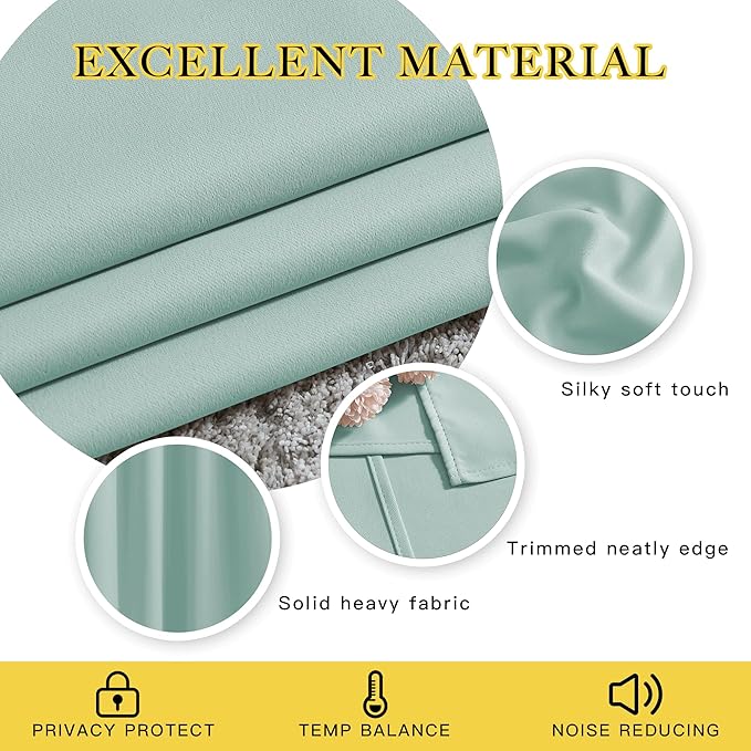NICETOWN Room Darkening Drapes for Nursery - (52 inches Width by 120 inches Length, Aqua Blue, 1 Pair) Light Blocking Curtain Panels for Bedroom Girl Room, Soft Fabric Window Treatment