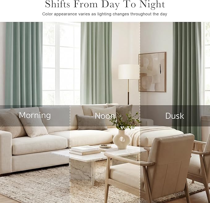 Pony Dance Short Curtains for kinchen, Half Drapes for Bathroom Window, loft Curtain Tiers for Basement Shades, Wide 29 x Long 24 inches per Panel, Sage Green, Set of 2