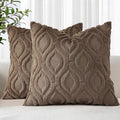 decorUhome Throw Pillow Covers 26x26 Inch Set of 2, Soft Plush Faux Wool Brown Solid Couch Pillow Covers, Accent Euro Sham Farmhouse Neutral Square Pillow Cases for Sofa Bed Living Room