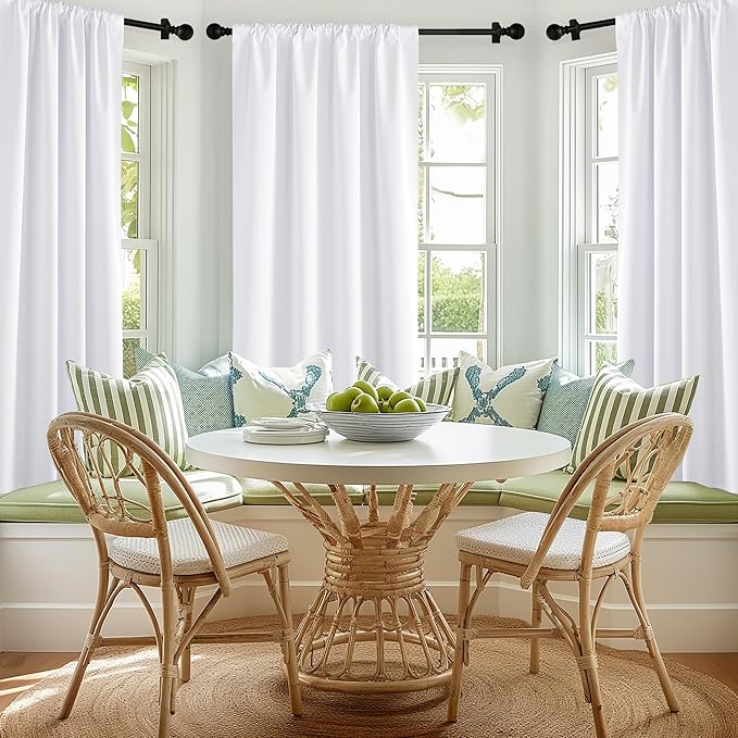NICETOWN Bedroom 100% Blackout Curtains, 2 Panels, 34 by 72, Snow White, Window Treatment Rod Pocket Curtains/Drapes for Bedroom