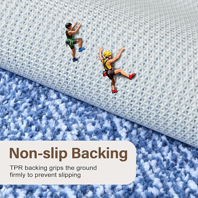 Bathroom Rugs 24x17 Non Slip Washable, Blue Bath Mat for Bathroom Floor Tub, Soft Absorbent Quick Dry Mats for Shower, Bathtub,Home Decor