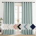 NICETOWN 100% Absolutely Blackout Linen Curtains with Thermal Insulated Liner, Seafoam Green, 62" Wide, 102" Length Energy Saving Curtains for Living Room 2 Panels Set, Vertical Blinds