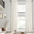 Nanspring Extra Long Curtains 2 Panels 204 Inches Long for Dinning Room Cream Back Tab Rod Pocket Light Filtering Semi Sheer Drapes Cotton Linen Textured Window Curtain for Bedroom 52x204