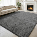 Ultra Soft Fluffy Area Rugs for Bedroom Living Room 10x14, Nursery Rug, Non-Slip Carpet for Kids Dorms Decor, Shaggy Bedside Rug, Deep Grey
