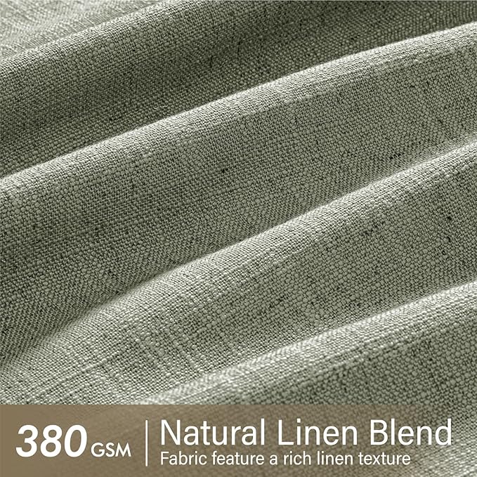MIULEE Pinch Pleated Thick Linen Curtains 108 Inches Length 2 Panels for Living Room Bedroom, Extra Long Pinch Pleat Drapes Back Tab Light Filtering Sage Green Foor to Ceiling Curtains with Hooks