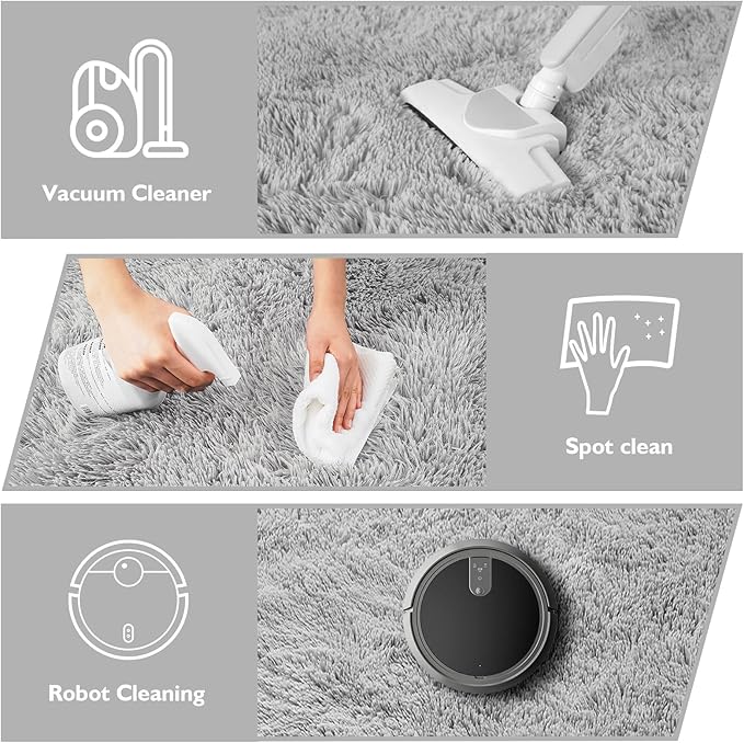 yulidayang Soft Round Area Rug for Kids Bedroom, Fluffy Fuzzy Shaggy Rug 5'X5'for Living Room, Non Slip Circle Plush Rug for Girls Room Nursery Dorm Decor,Light Grey