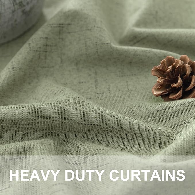 102 Inch Curtains Blackout Sage Green Christmas Decoration Black Out Linen Drapes for Bedroom Aesthetic Moody Retro Vintage Light Sage Spring Curtains for Living Room 8.5ft Length 52x102 Long 2 Panels