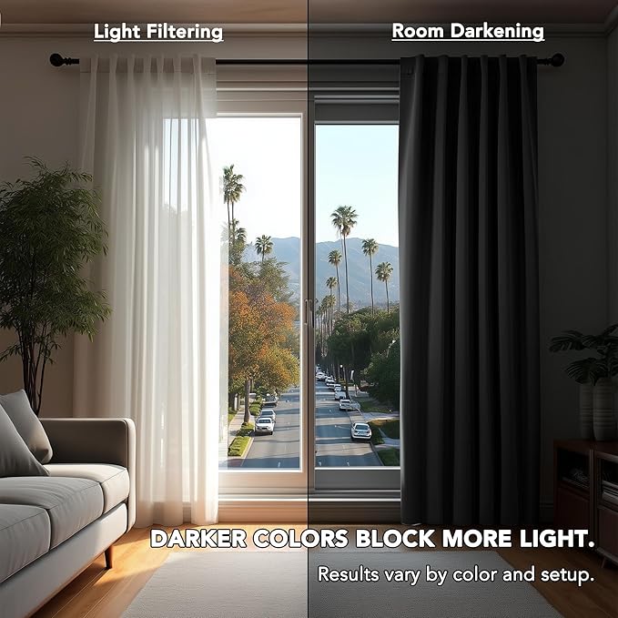 Deconovo Blackout Curtains, Thermal Insulated, W70 x L108 2 Panels, Back Tab, Machine Washable, Room-Darkening Drapes for Bedroom/Living Room Dark Grey