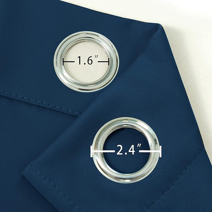LEMOMO Blackout Curtains 66 x 84 inch/Navy Blue Curtains Set of 2 Panels/Thermal Insulated Room Darkening Bedroom Curtains
