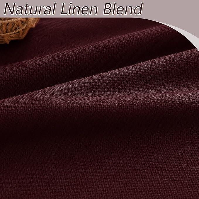 Guken 100% Blackout Curtains 90 Inch Length 2 Panels Set for Living Room Bedroom Back Tab Thermal Insulated Black Out Linen Drapes Room Darkening Window Curtains 90 Inches Long,Burgundy