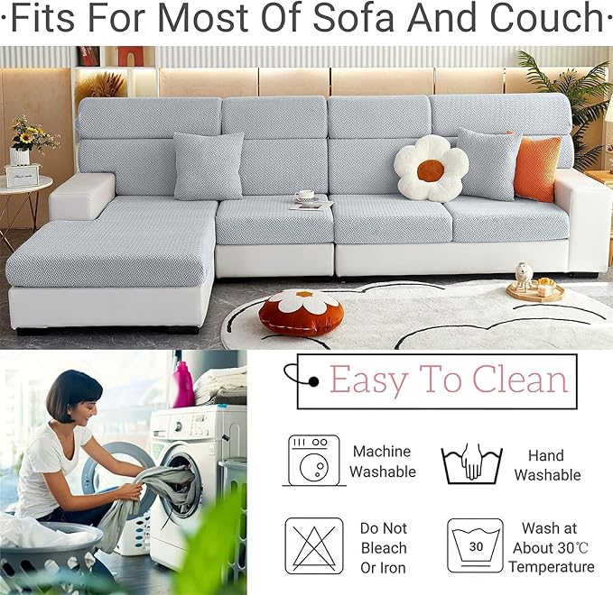 Soothing Home Sofa Covers, Sofa Hero Covers, Wear-Resistant Universal Couch Covers Washable Stretch Sectional Couch Cushion Covers (Beige,Headrest Cover)