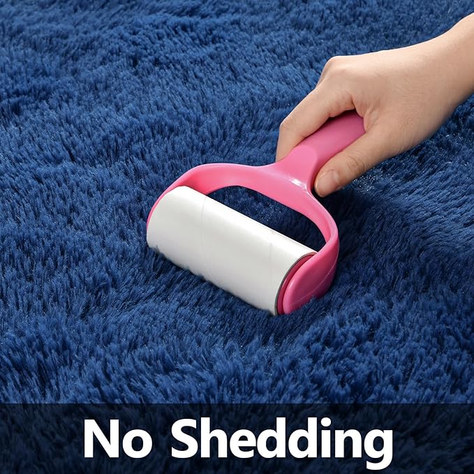 Deerhoo Large Shag Area Rugs 5 x 8, Plush Fuzzy Rugs for Living Room, Ultra Soft Fluffy Furry Rug for Bedroom, Indoor Carpet Nursery Rugs for Kids Room Home Decor, Navy Blue
