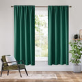 RYB HOME Bedroom Blackout Curtains 54 inches Long, 100% Blackout Thermal Insulated Noise Reducing Curtains for Living Room Nursury, 42 inches Wide by 54 inches Long, Dark Green