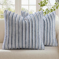 decorUhome Cozy Faux Fur Throw Pillow Covers 22x22 Set of 2 Decorative Soft Plush Striped Modern Farmhouse Boho Couch Euro Sham Pillow Cases with Velvet Back for Sofa Bed Living Roomr, Grey White