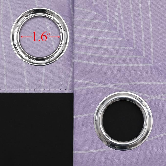 Estelar Textiler Lilac and Greyish White Gradient Blackout Curtains for Bedroom, Thermal Insulated Ombre Blackout Drapes, Room Darkening Energy Saving Curtains for Living Room,52Wx72L,2 Panels