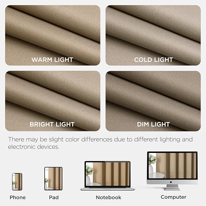 Joydeco Blackout Patio Sliding Door Curtains 96 Inches Long, Grommet Privacy Room Divider Curtains, Extra Wide Thermal Blackout Drapes for Bedroom Living Room (Light Beige, 80Wx96L, 1 Panel)