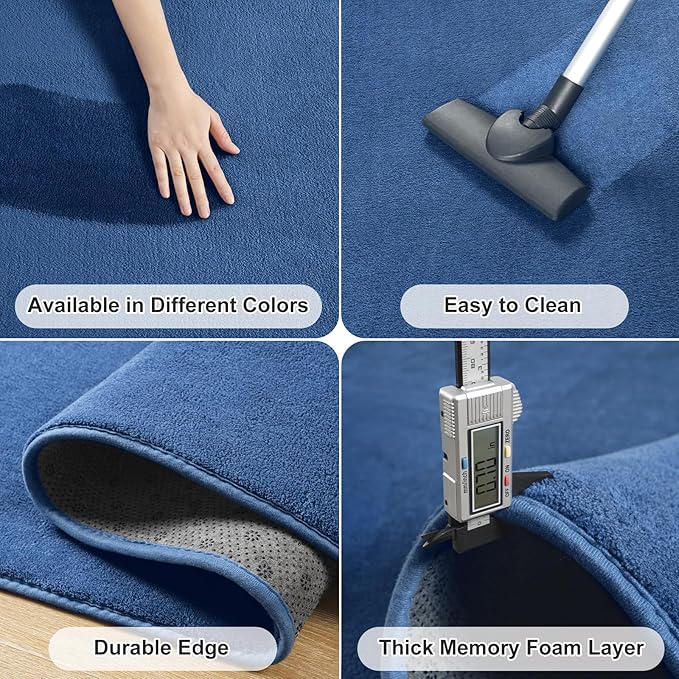 Amearea Large Modern Area Rugs for Bedroom Living Room, 5x8 Feet Blue Thickened Memory Foam Rug, Fluffy Indoor Washable Rugs Non Slip Minimalist Carpet for Boys Girls Dorm Nursery Room Decor