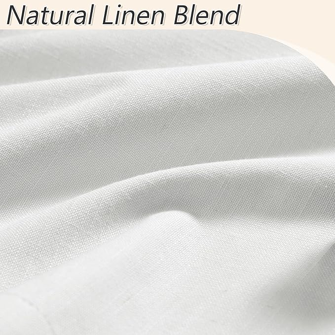 Guken Off White 100% Blackout Linen Curtains 120 Inch Length 2 Panels Set for Living Room Bedroom Back Tab/Rod Pocket Thermal Insulated Black Out Drapes Room Darkening Window Curtains 120 Inches Long