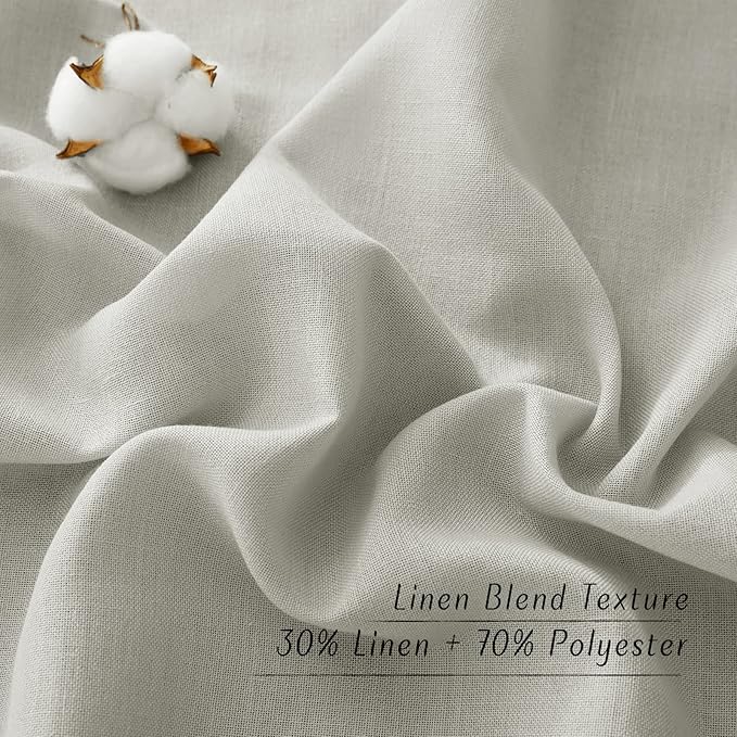 NICETOWN Linen Gray Curtains for Windows, Grommet Top Thick Flax Semi Sheer Eclectic Drapes Privacy Assured with Light Filtering for Kids Room/Living Room, W55 x L84, 2 Pieces