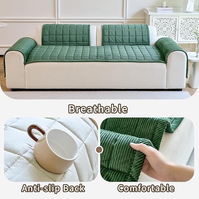 Couch Covers for Dogs Washable, Non Slip Couch Covers for Loveseat Sofa Pet Friendly, Soft Fuzzy Sofa Covers for Pet, Dog Couch Cover Furniture Protector(1PC,Green,27.6"x59.1")