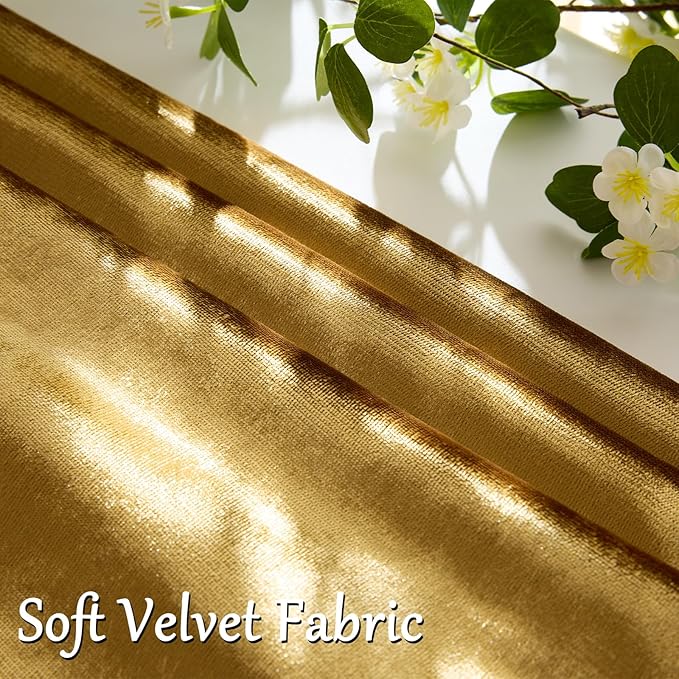 GIGIZAZA Gold Velvet Decorative Throw Pillow Covers 24x24 for Sofa Bed 2 Pack Soft Cushion Cover